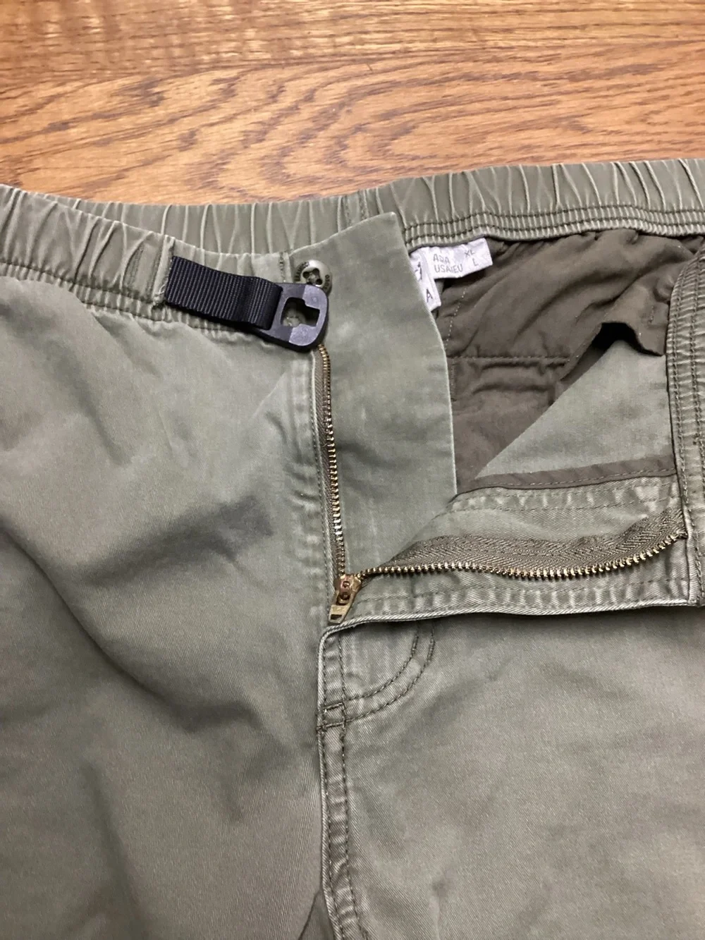 Men's Olive Chino Pants with Built-In Web Belt